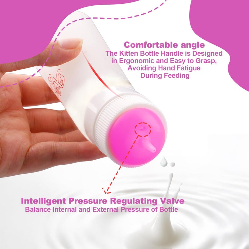 Xuanda Pet Feeding Nipple with Syringe, Soft Silicone Nursing Pet Feeding Bottle, Ventilation Valve Resistant Tearing for Puppies, Kittens, Rabbit, Small Wildlife (S Nipple,Pink) - Image 5